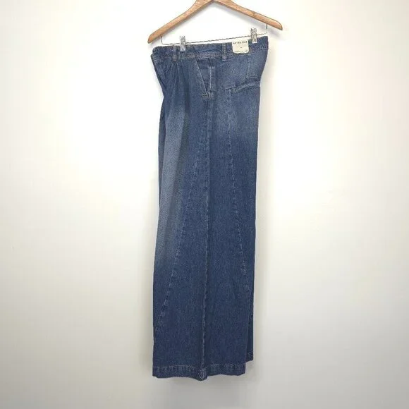 Free People We The Free Equinox Mid Rise Wide Leg Denim Trousers Size 28 - Picture 5 of 10